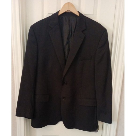 Men's Calvin Klein Black 100% Wool Blazer Sport Coat Size 44R